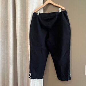 JM Collection Women's Black Capri Pants with rhinestone detail, Size XL